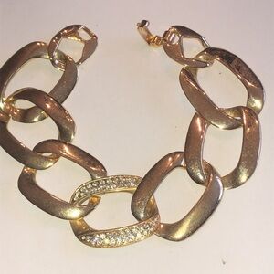 Angel Brand Gold Tone CZ Rhinestone Chain Bracelet